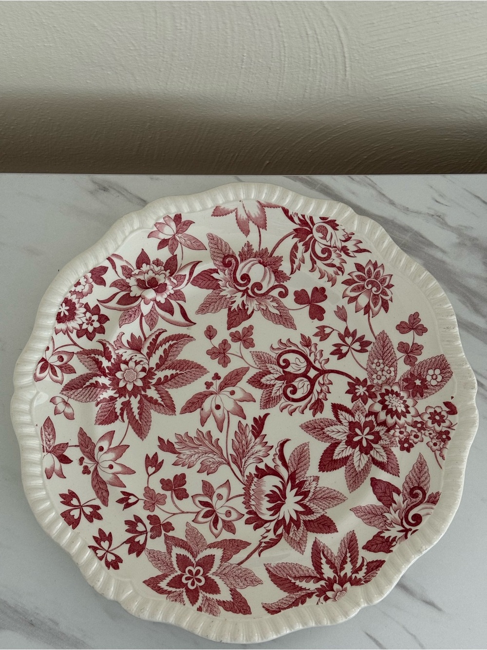 Antique Copeland Spode Red Transfer Flowers 1 Pieces circa 1920's - Picture 5 of 6